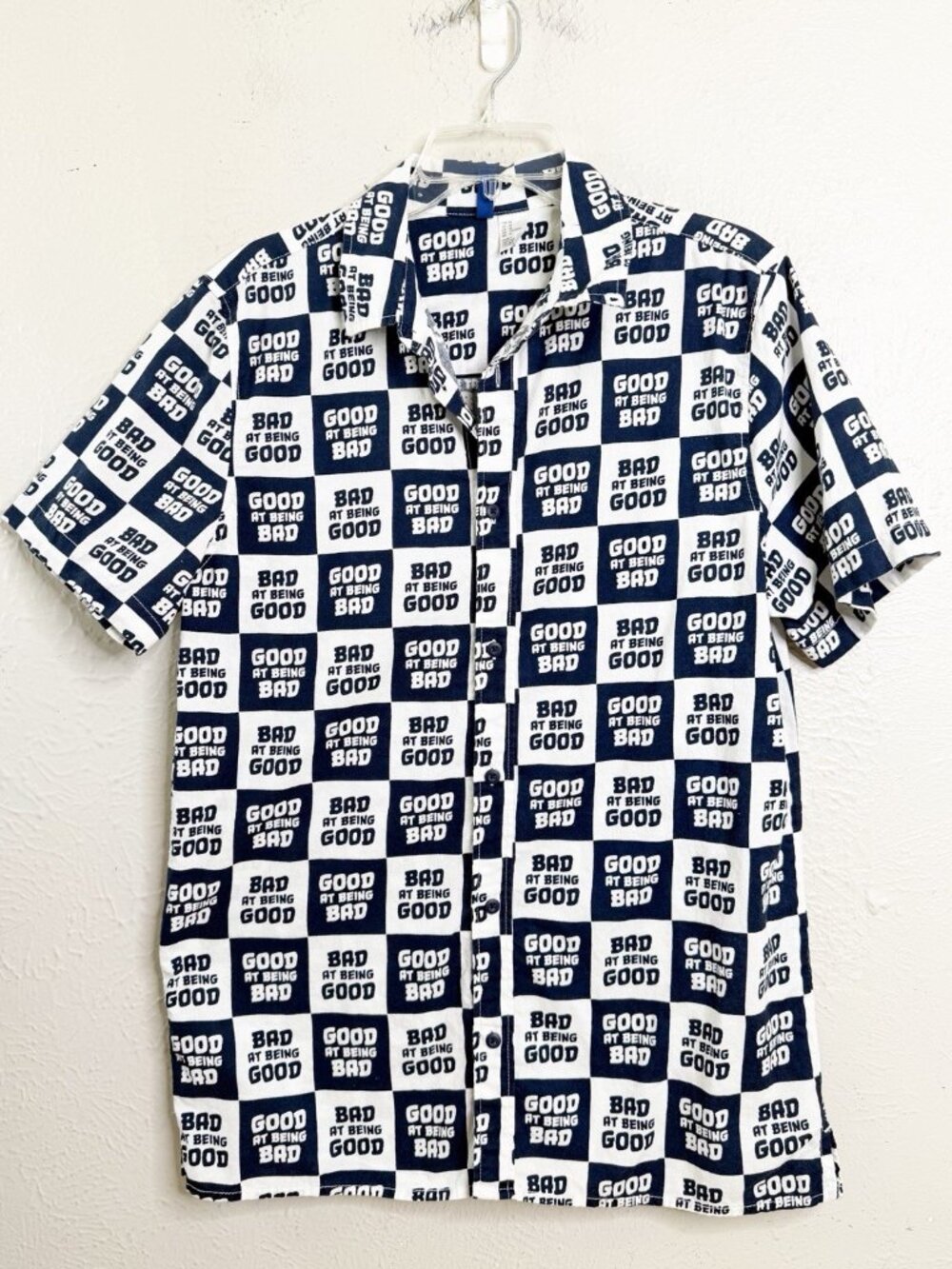 Divided Medium Bad At Being Good Button Up Short Sleeve Shirt EUC